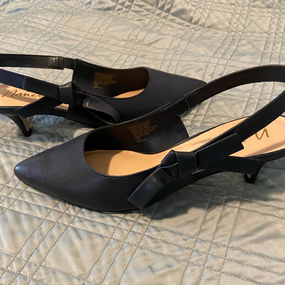 Nanette Lepore sling back kitten heels with bow